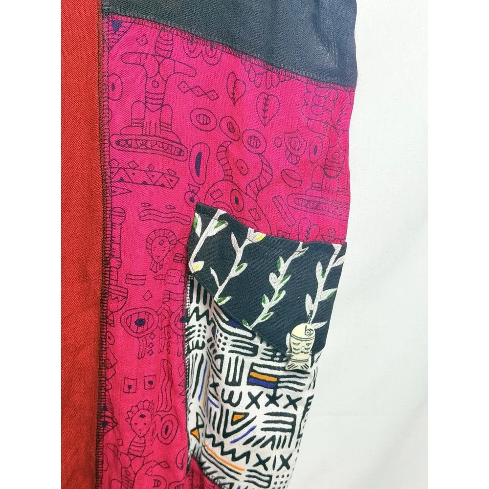 La Cera Vintage 90s Patchwork Rayon Dress Womens Large NWT Art To Wear Boho
